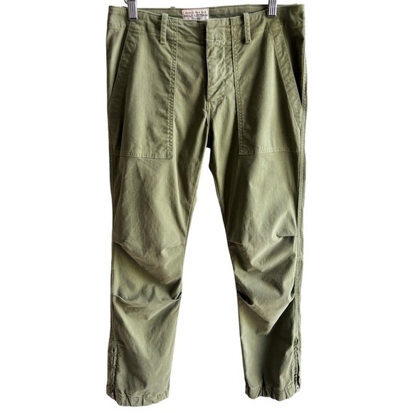 Nili Lotan Cargo Utility Cropped Pants Size 2 Olive Green Jogger Made in USA - Picture 1 of 13